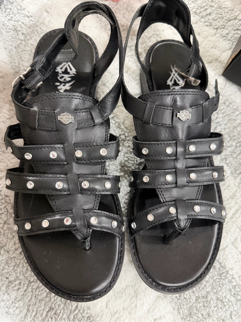 Harley-Davidson Women's Black Studded Gladiator Sandals
